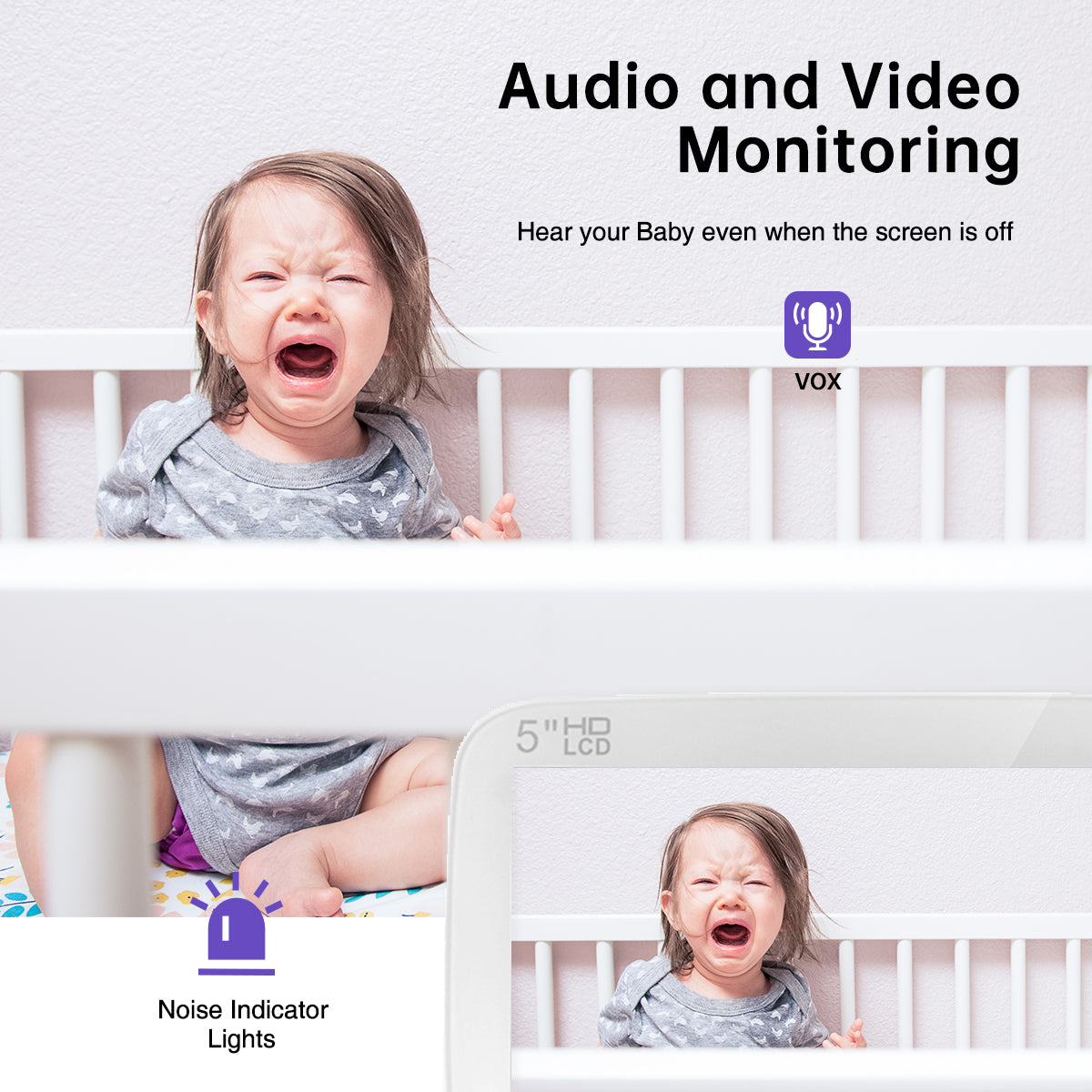 AYNCER Baby Monitor, 5" 720P Video Baby Monitor