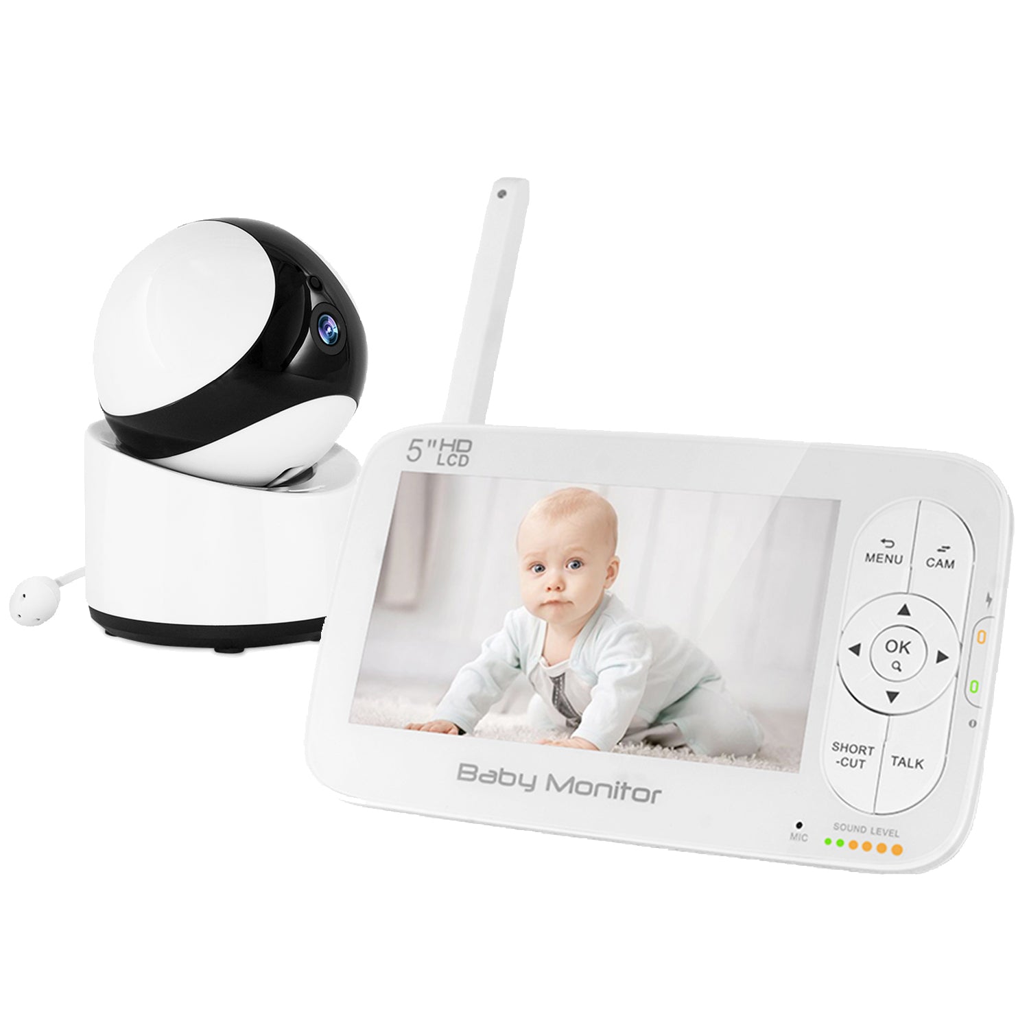 Baby Monitor, 5 Large LCD Screen Video Baby Monitor with Camera and Audio,  3000mAh Battery, No