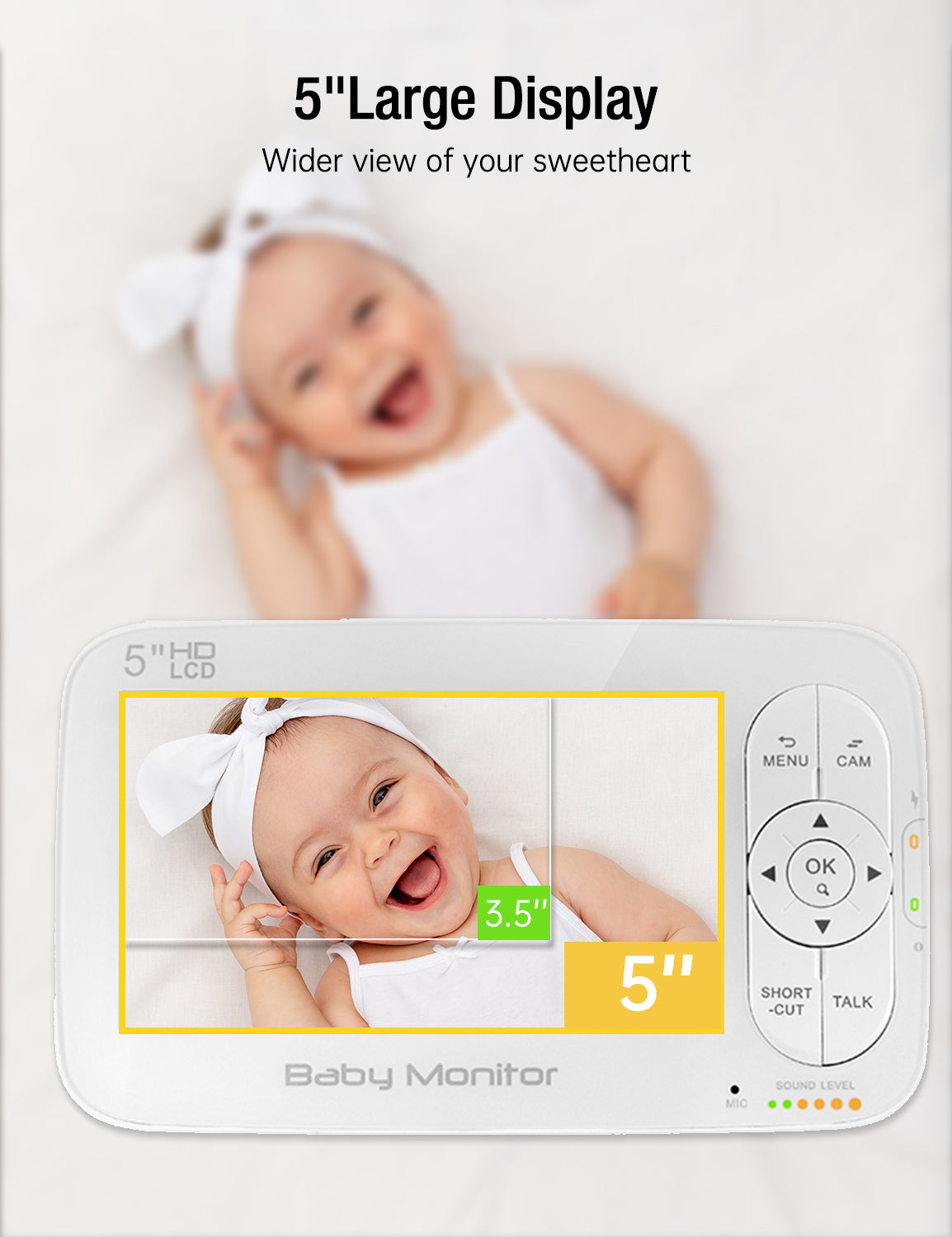 AYNCER Baby Monitor, 5" 720P Video Baby Monitor